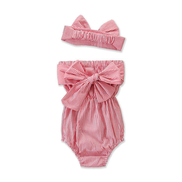 Gyermek fürdőruha rózsaszín és kék szalaggal