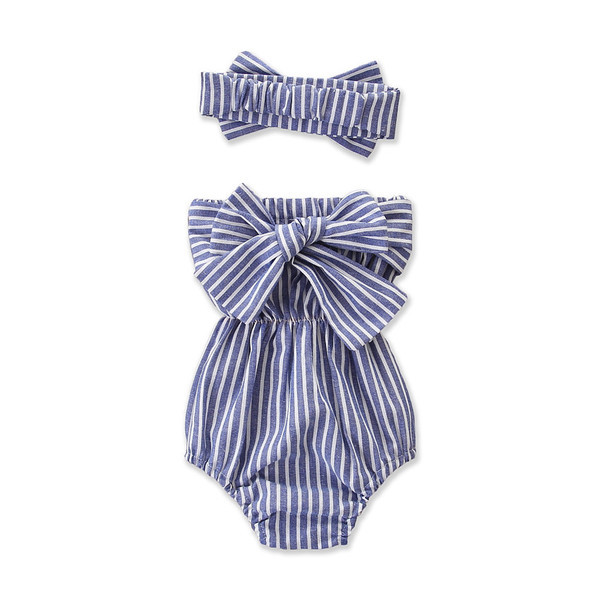 Gyermek fürdőruha rózsaszín és kék szalaggal