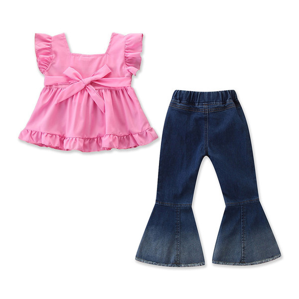 Stílusos gyerekszett lányoknak inggel és farmerrel