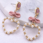 Cercei eleganti de dama cu perle-patru culori