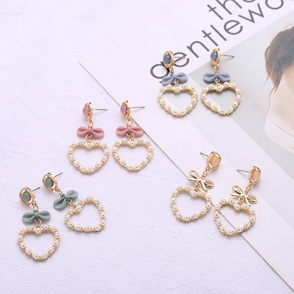 Cercei eleganti de dama cu perle-patru culori