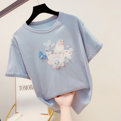 Stílusos női póló 3D elemmel több színben