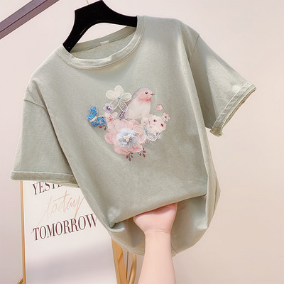 Stílusos női póló 3D elemmel több színben