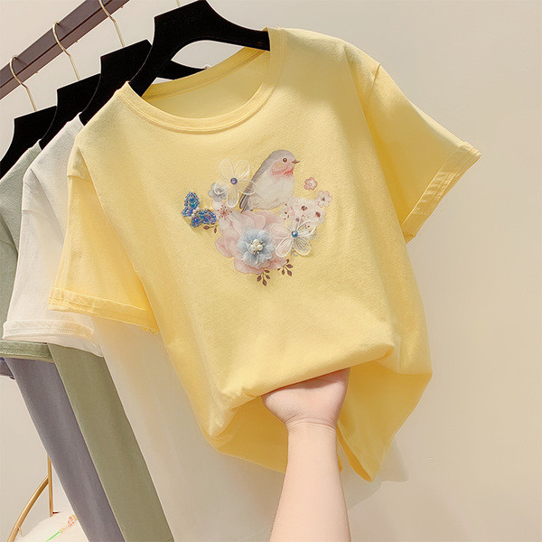 Stílusos női póló 3D elemmel több színben