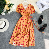 Női nyári ruha hosszú modell narancssárga színben