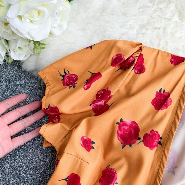 Női nyári ruha hosszú modell narancssárga színben