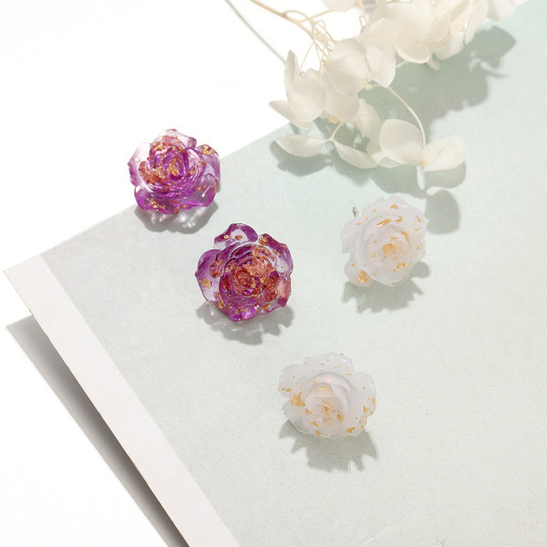 Női fülbevaló két színben virág alakú