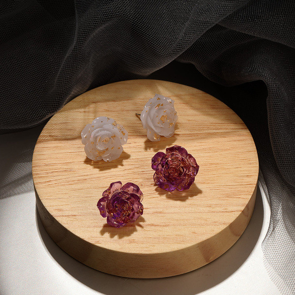 Női fülbevaló két színben virág alakú