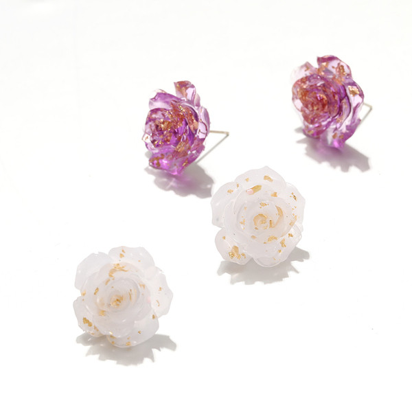 Női fülbevaló két színben virág alakú