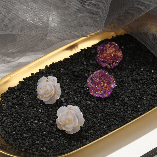 Női fülbevaló két színben virág alakú