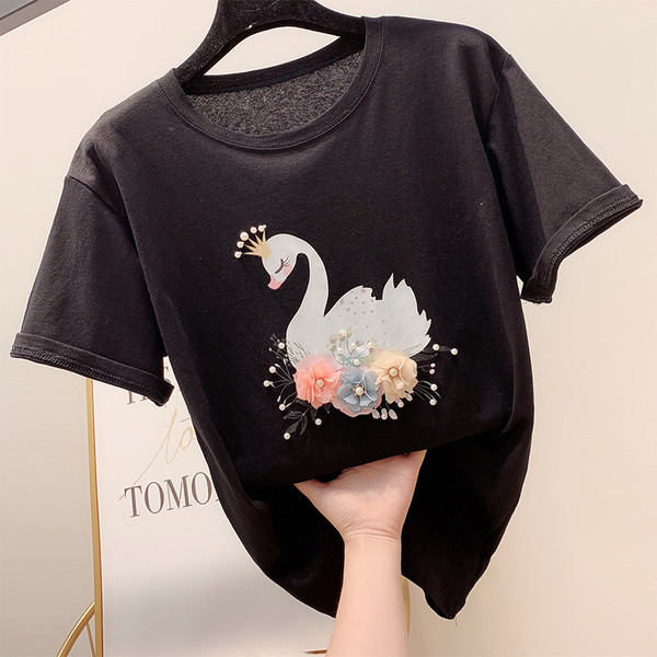 Alkalmi női póló 3D elemmel több színben