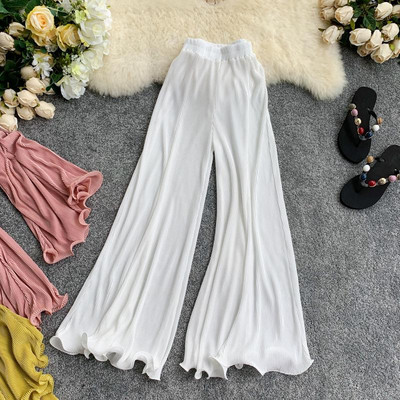 Stílusos női nadrág magas elasztikus derékkal, több színben