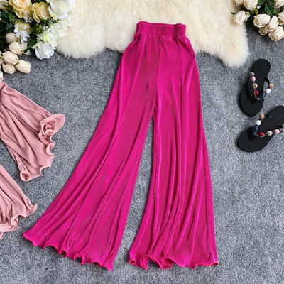 Stílusos női nadrág magas elasztikus derékkal, több színben