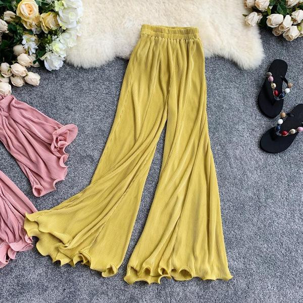 Stílusos női nadrág magas elasztikus derékkal, több színben