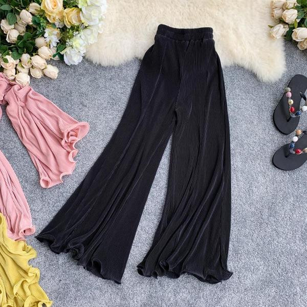 Stílusos női nadrág magas elasztikus derékkal, több színben