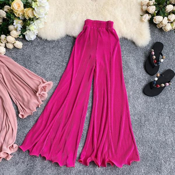 Stílusos női nadrág magas elasztikus derékkal, több színben