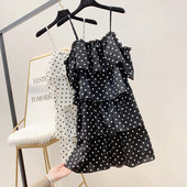 Alkalmi női ruha vékony pántokkal, fehér és fekete színben