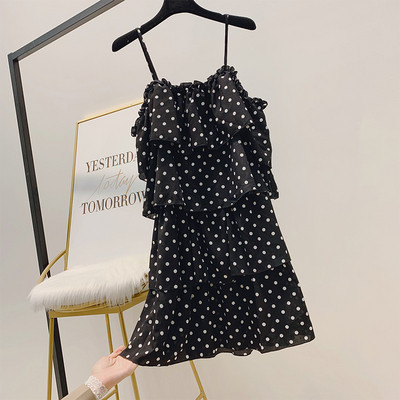 Alkalmi női ruha vékony pántokkal, fehér és fekete színben