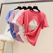 Modern női póló rátéttel, négy színben