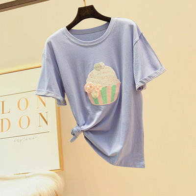 Modern női póló rátéttel, négy színben