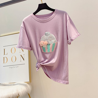 Modern női póló rátéttel, négy színben