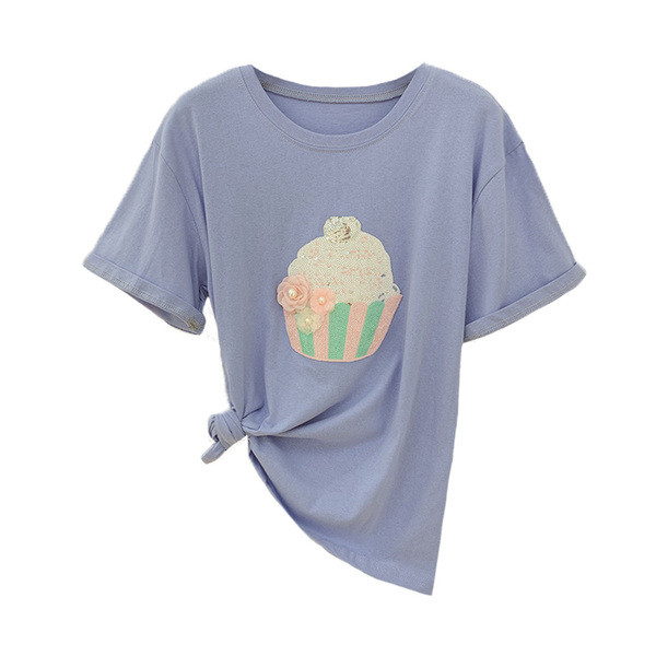 Modern női póló rátéttel, négy színben