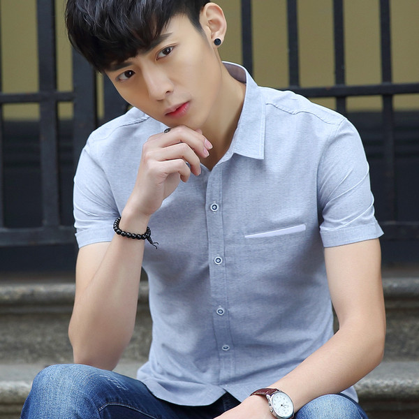 Modern, rövid ujjú férfi ing négy színben