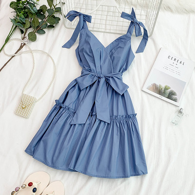 Női ruha V-nyakú nyakkendővel több színben