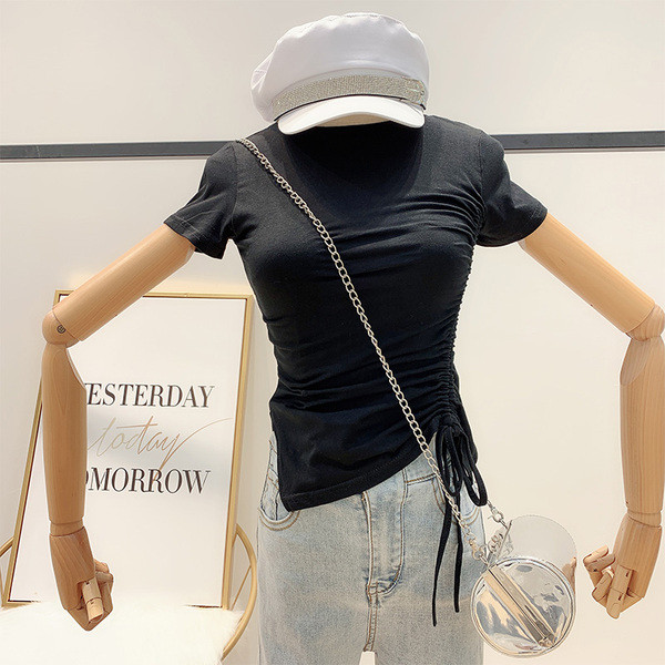 Alkalmi női póló megkötős fehér és fekete színben