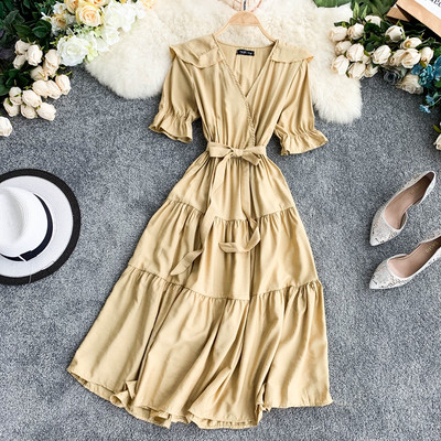 Rochie de dama model lung cu maneca scurta in mai multe culori