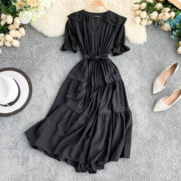 Rochie de dama model lung cu maneca scurta in mai multe culori