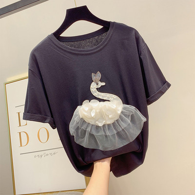 Alkalmi női póló 3D elemmel, négy színben