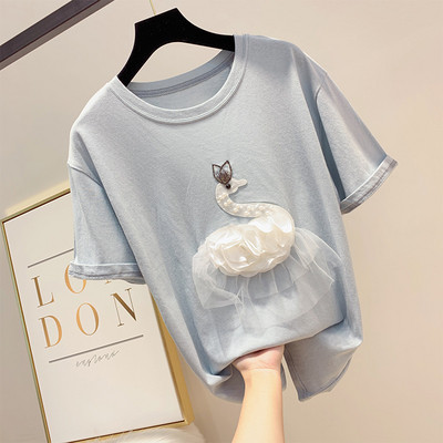 Alkalmi női póló 3D elemmel, négy színben