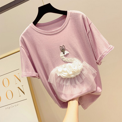 Alkalmi női póló 3D elemmel, négy színben