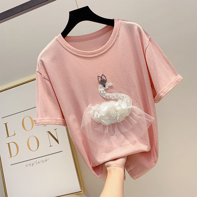 Alkalmi női póló 3D elemmel, négy színben