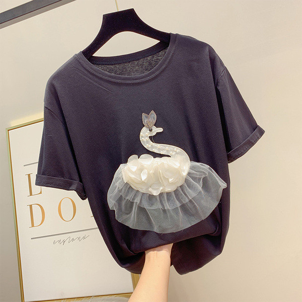 Alkalmi női póló 3D elemmel, négy színben