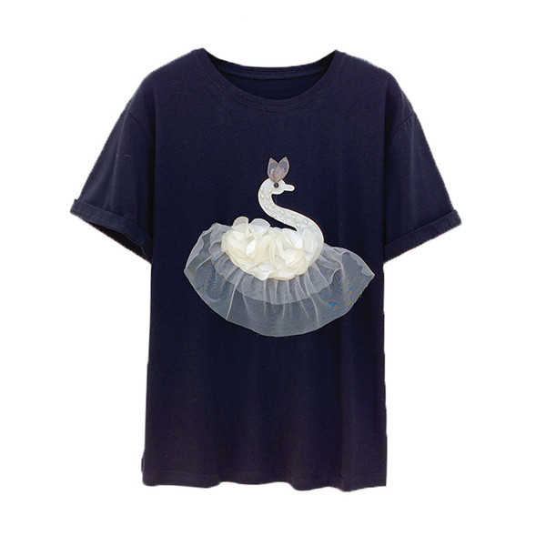 Alkalmi női póló 3D elemmel, négy színben