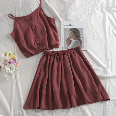 Stílusos női szett két részből - felső és szoknya több színben