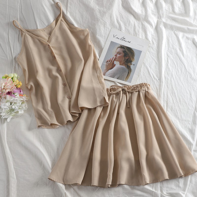 Stílusos női szett két részből - felső és szoknya több színben