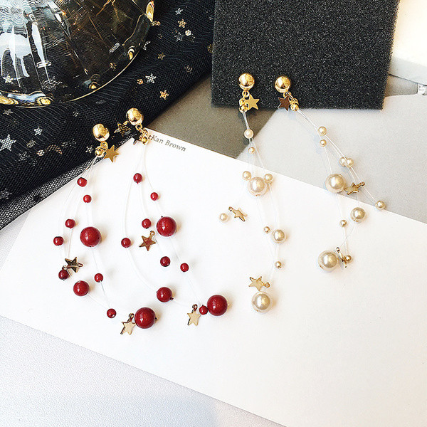 Modern női fülbevaló dekoratív gyöngyökkel - két színben