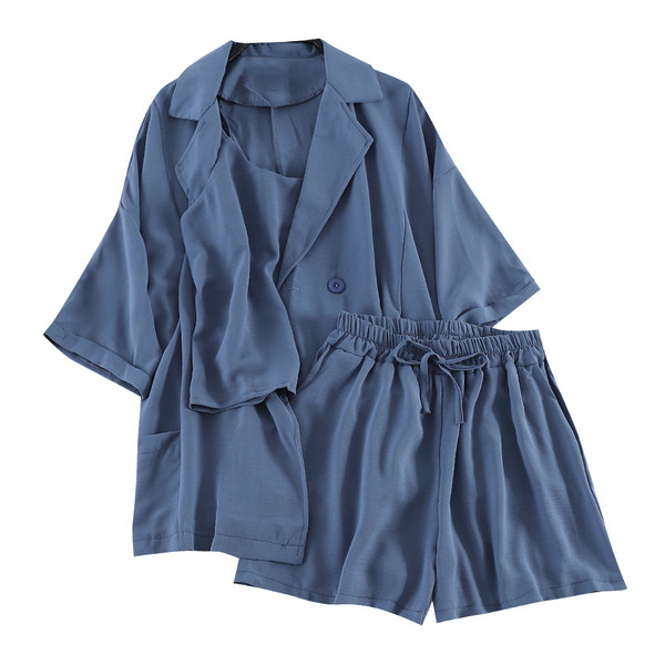 Elegáns női szett három részből - kabát, felső és rövidnadrág több színben