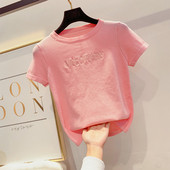 Női alkalmi póló rózsaszín felirattal