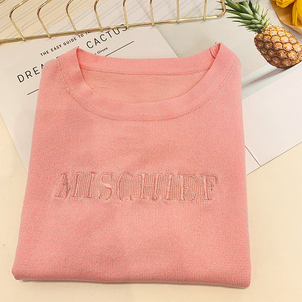 Női alkalmi póló rózsaszín felirattal