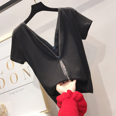 Stílusos női cipzáras póló fehér és fekete színben