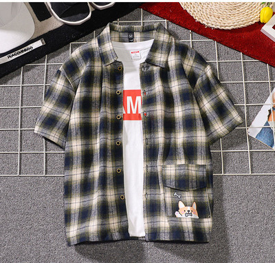 Férfi kockás ing három színben rátéttel