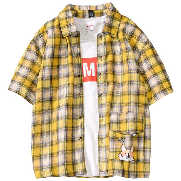 Férfi kockás ing három színben rátéttel