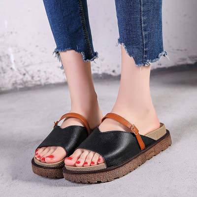 Eko bőrből készült alkalmi női papucs fekete, fehér és bézs színben