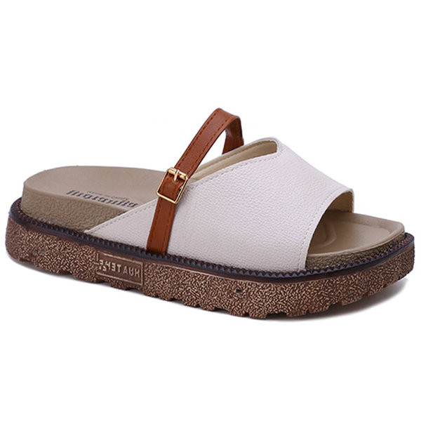 Eko bőrből készült alkalmi női papucs fekete, fehér és bézs színben