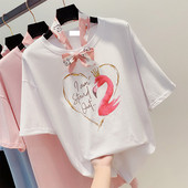 Tricou dama model nou cu aplicatie si element panglica in mai multe culori