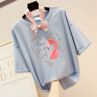 Tricou dama model nou cu aplicatie si element panglica in mai multe culori